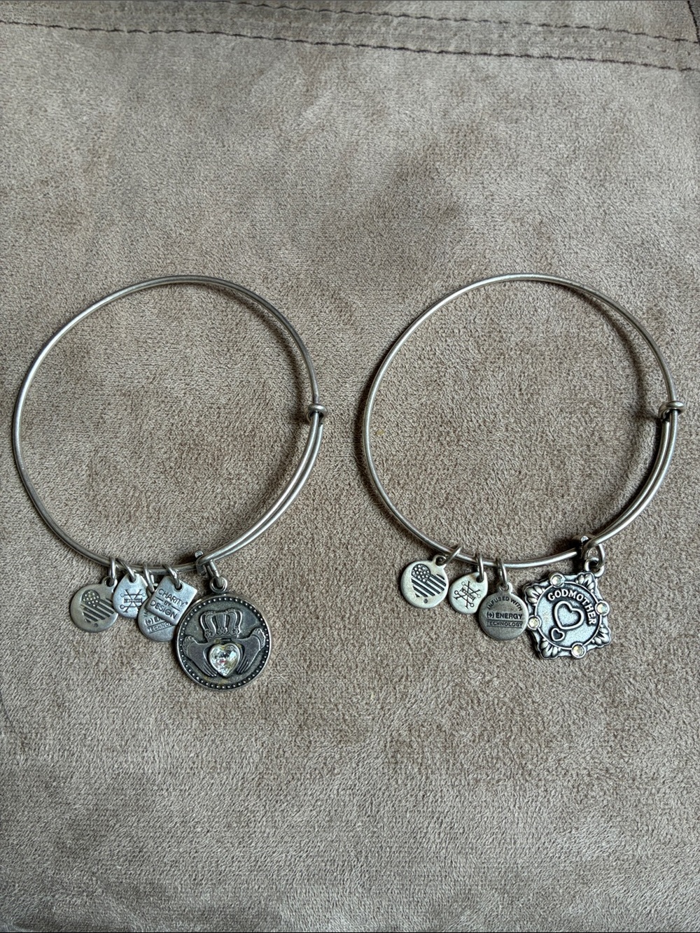 Alex and Ani Silver-Tone Charm Bangle Duo